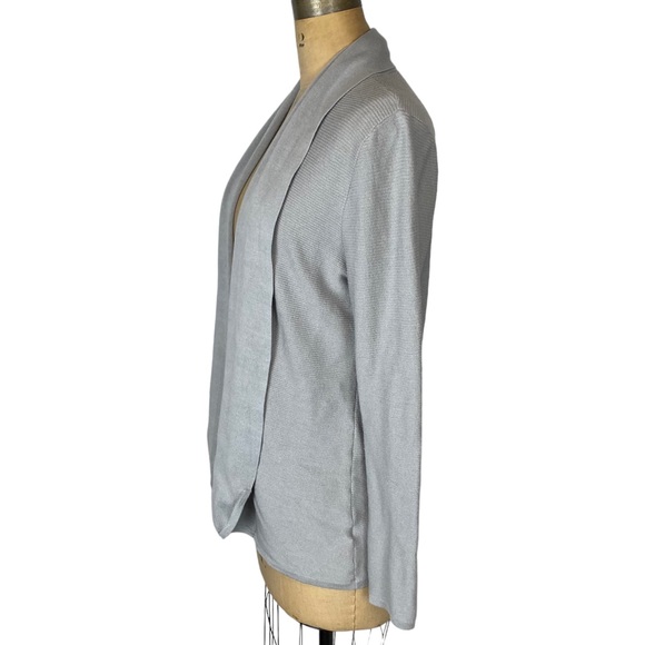 🌷 3/$30 Cyrus Casual Light Grey Ribbed Knit Open Cardigan Size L - Picture 3 of 9
